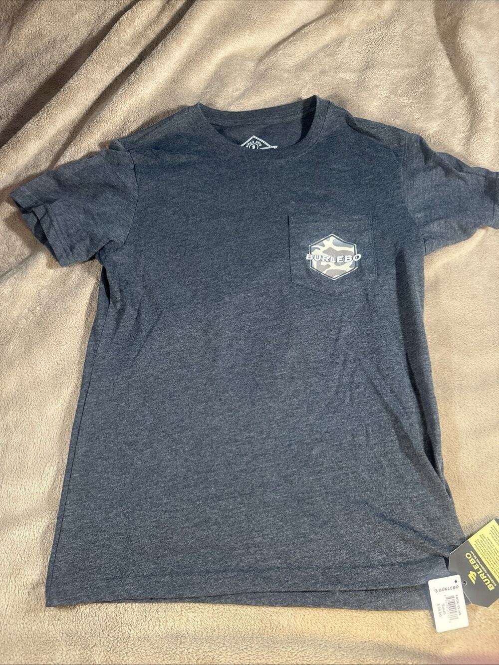 Burlebo Shirt Mens S Gray Tagless Pocket Rad Dad Graphic Outdoor Tee Camo NWT